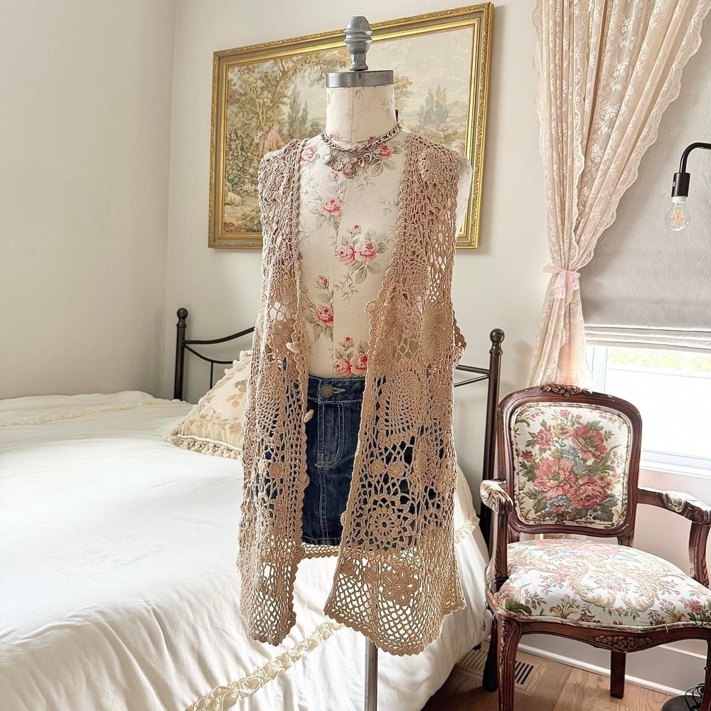 crochet boho‎ cardigan vest